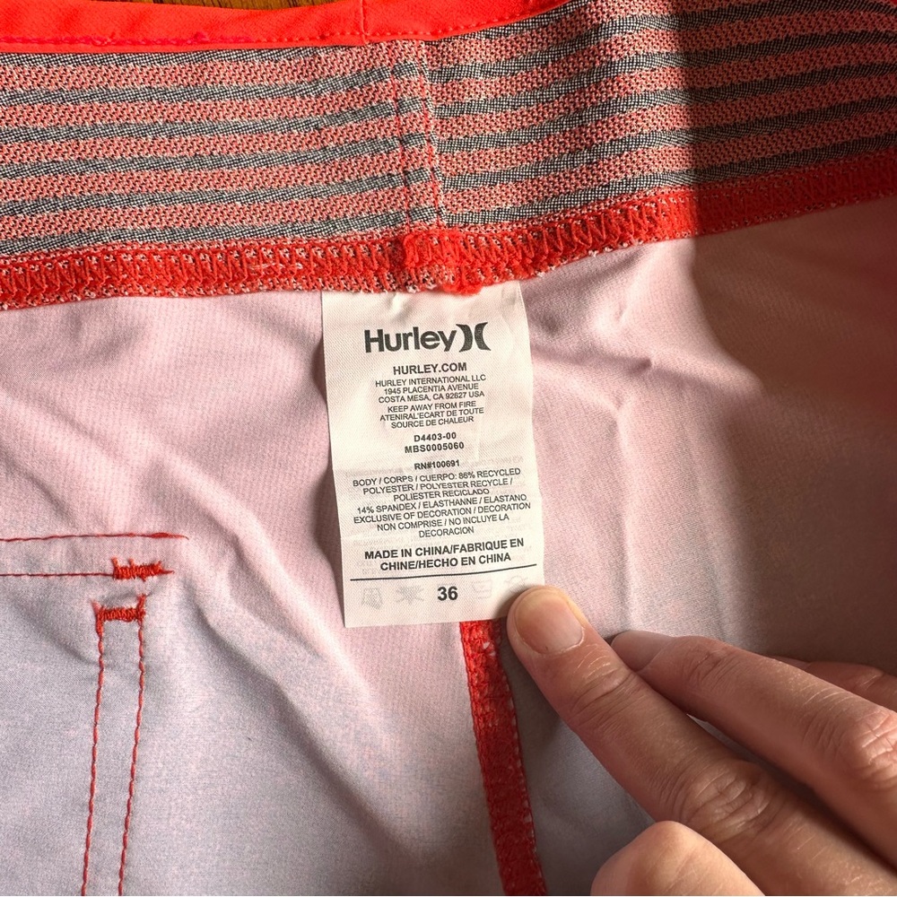 Hurley Men’s Phantom Hyperweave Boardshorts Orange & Navy Size 36 - Picture 10 of 11